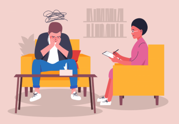 an illustration showing a couple in therapy