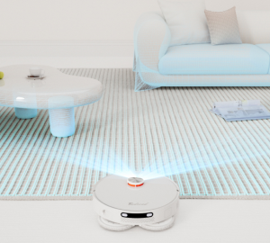 a robot vacuum sensing furniture in a living room