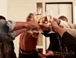 a group toasting a happy new years